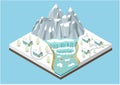 Isometric winter mountains background Royalty Free Stock Photo