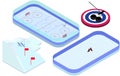 Isometric winter sports elements hockey, skating, ski, curling