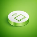 Isometric Wireless laptop icon isolated on green background. Internet of things concept with wireless connection. White Royalty Free Stock Photo