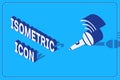 Isometric Wireless microphone icon isolated on blue background. On air radio mic microphone. Speaker sign. Vector