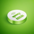 Isometric Wireless multimedia and TV box receiver and player with remote controller icon isolated on green background Royalty Free Stock Photo