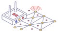 Isometric wireless router with network connections, internet concept, vector design Generative AI Royalty Free Stock Photo