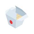 Isometric wok noodle box traditional Japanese food menu 3d icon vector Asian delicious meal Royalty Free Stock Photo