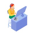 Isometric Woman Programmer Composition