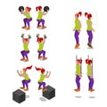 Isometric Women on Crossfit Gym Workout and Exercises