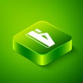 Isometric Wood plane tool for woodworker hand crafted icon isolated on green background. Jointer plane. Green square