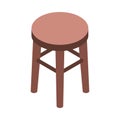 Isometric Wooden Stool Composition