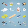 Isometric Woodwork Tools Set