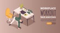 Isometric Workplace Workout Horizontal Banner