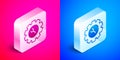 Isometric Wrench and gear icon isolated on pink and blue background. Adjusting, service, setting, maintenance, repair Royalty Free Stock Photo