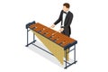 Isometric Xylophone. Musician playing on xylophone. The xylophone is a musical instrument in the percussion family that Royalty Free Stock Photo