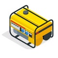 Isometric yellow Gasoline Generator. industrial and home immovable power generator. Diesel electric generator on outdoor Royalty Free Stock Photo