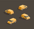 Isometric yellow minivan