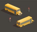 Isometric yellow school bus