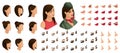 Isometrics create your emotions and hairstyles girls in military uniform. Sets of 3D hairstyles, faces, eyes, lips, nose