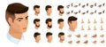 Isometrics create your emotions for a man a businessman. Sets of 3D hairstyles, faces, eyes, lips, nose, facial expression