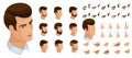 Isometrics create your emotions to a brutal man, handsome. Sets of 3D hairstyles, faces, eyes, lips, nose, facial expression Royalty Free Stock Photo