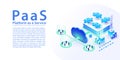 PaaS platform as a service concept infographic. Isometric 3d vector illustration of different modules purchased via the cloud by e