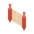 Isometruc scroll game icon. Scroll of paper on a white background in isometric style. Retro papyrus illustration vector