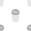 Isometry editable vector icon of hot coffee paper cup with hole from cafe seamless pattern Royalty Free Stock Photo