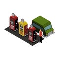 Isometry gas station. Vector illustration on a white background. Royalty Free Stock Photo