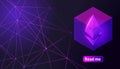 Isometry holographic geometric icon Blockchain Ethereum Crypto Currency Network, start up, ico, tablet, colorful background