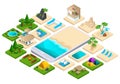 Isometry is a set for creating your holiday, traveling, warm countries, the sea, camping, palm trees. A large set of