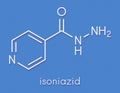 Isoniazid isonicotinylhydrazine, INH tuberculosis antibiotic, chemical structure Skeletal formula.