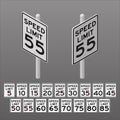 Isometry ilustration of road sign speed limit Royalty Free Stock Photo