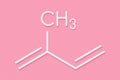 Isoprene, rubber polyisoprene building block monomer. Skeletal formula. Royalty Free Stock Photo