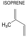 Isoprene, rubber, polyisoprene, building block, monomer. Skeletal formula. Royalty Free Stock Photo