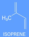 Isoprene, rubber, polyisoprene, building block, monomer. Skeletal formula. Royalty Free Stock Photo