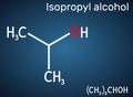 Isopropyl alcohol, 2-propanol, isopropanol, C3H8O molecule. It is isomer of propyl alcohol, used as antiseptic in disinfectants,