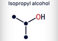 Isopropyl alcohol, 2-propanol, isopropanol, C3H8O molecule. It is isomer of propyl alcohol, used as antiseptic in disinfectants, Royalty Free Stock Photo