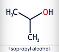 Isopropyl alcohol, 2-propanol, isopropanol, C3H8O molecule. It is isomer of propyl alcohol, used as antiseptic in disinfectants, Royalty Free Stock Photo