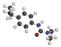 Isoproturon herbicide molecule. 3D rendering. Atoms are represented as spheres with conventional color coding: hydrogen white,.