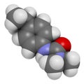 Isoproturon herbicide molecule. 3D rendering. Atoms are represented as spheres with conventional color coding: hydrogen (white),