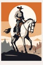 Isotype Icon Illustration Of Cowboy On A Horse In The Desert Royalty Free Stock Photo