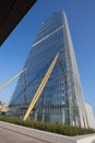 Isozaki Tower in `City Life` complex in 3 Torri Milan place, modern buildings and condos, Italy.