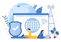 ISP or Internet Service Provider Illustration with Keywords and Icons for Intranet Access, Secure Network Connection and Privacy Royalty Free Stock Photo