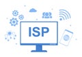 ISP or Internet Service Provider Illustration with Keywords and Icons for Intranet Access, Secure Network Connection and Privacy Royalty Free Stock Photo