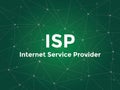 Isp internet service provider white text illustration with green constellation map as background