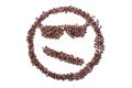 Ispectacled rritated confused smiley of coffee beans isolated on white background