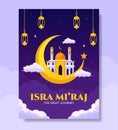 Isra Mi\'raj Poster Cartoon Hand Drawn Templates Background Illustration