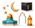 Isra Miraj elements in realistic style Royalty Free Stock Photo