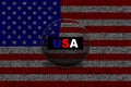 Hacker United States USA 3D ball. Digital USA flag and a binary background cybersecurity concept with 0 and 1. Computer hacker Royalty Free Stock Photo