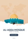 Israel. Al-Aqsa Mosque. Time to travel. Travel poster. Vector flat illustration.