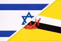 Israel and Brunei, symbol of national flags from textile