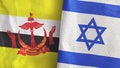 Israel and Brunei two flags textile cloth 3D rendering