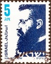 ISRAEL - CIRCA 1986: A stamp printed in Israel shows Dr. Theodor Herzl 1860-1904, circa 1986. Royalty Free Stock Photo